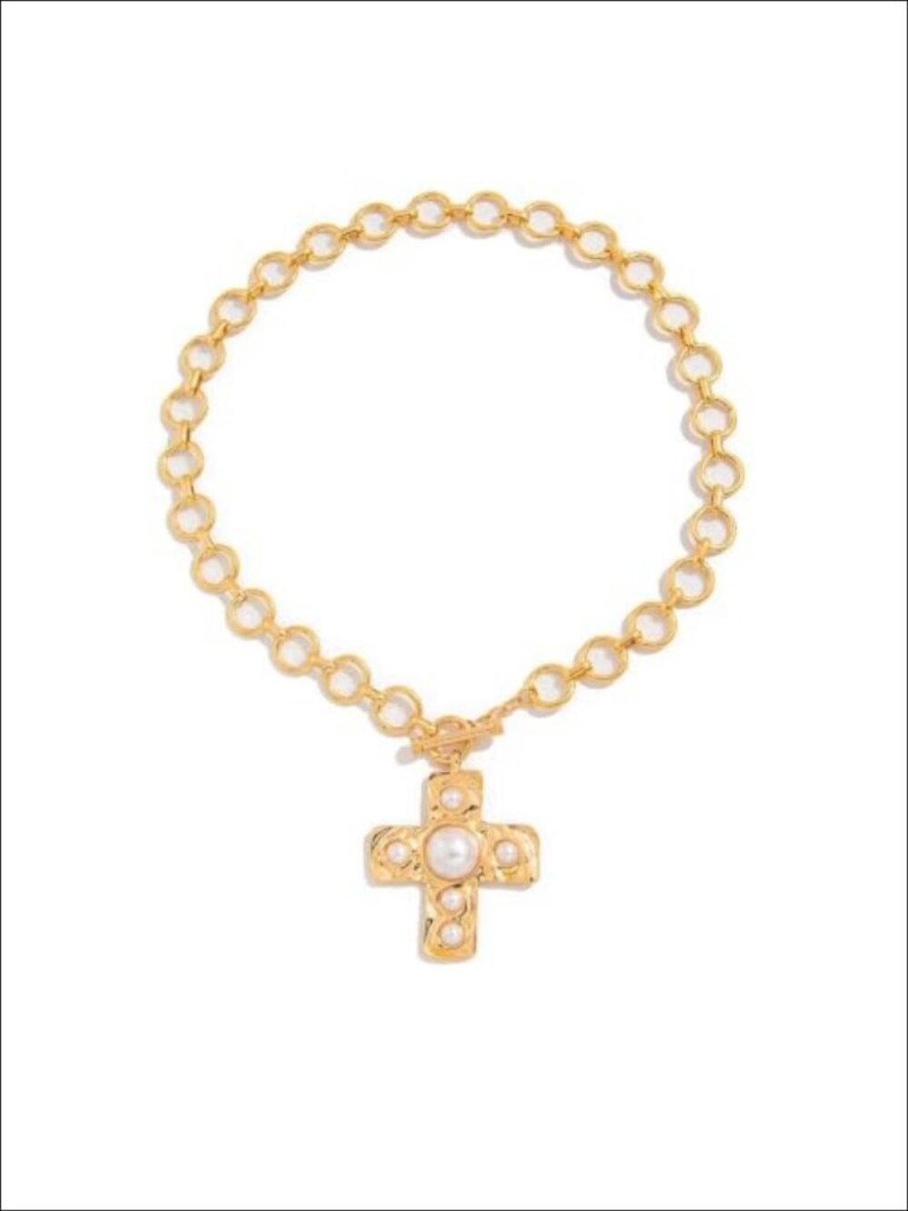 18K Gold Plated Chunky Cross Necklace Toggle Statement Necklace